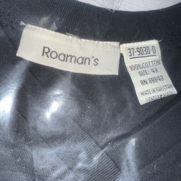 Roaman’s Women's Plus Size 4X Top BLACK Tunic New In Package V Neck SS - Picture 3 of 6